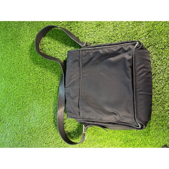 Coach Nylon Leather Trim Messenger Bag Dark Gray Adjustable Strap Unisex